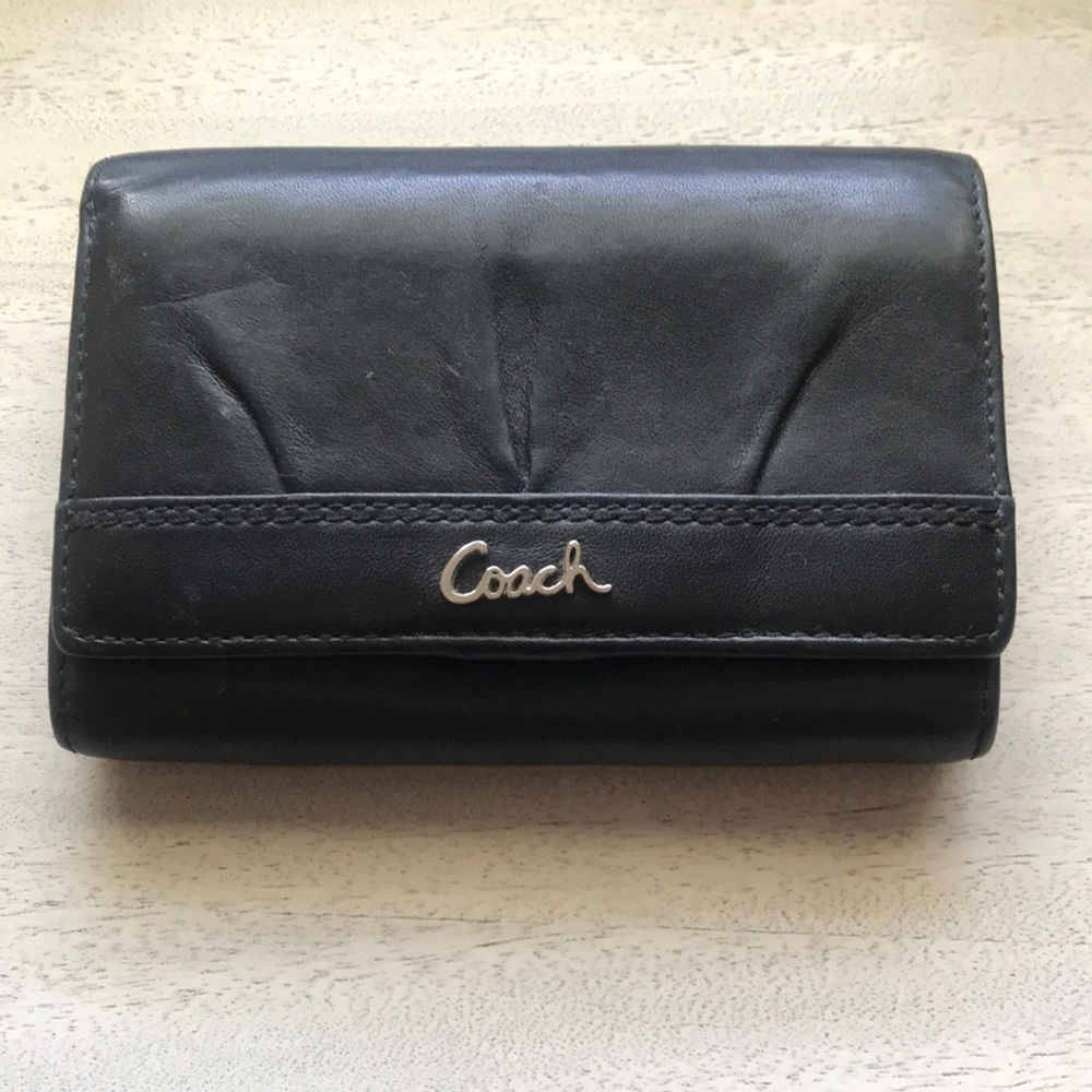 Black leather coach wallet